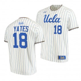 Carson Yates UCLA Bruins #18 White College Baseball Stripes Jersey